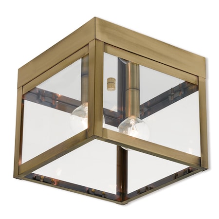 Livex Lighting Nyack 2 Light Antique Brass Outdoor Ceiling Mount 20588-01